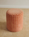 Orange Houndstooth Ottoman