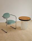 Aqua Velvet Postmodern Cantilever Armchairs (Sold Individually)