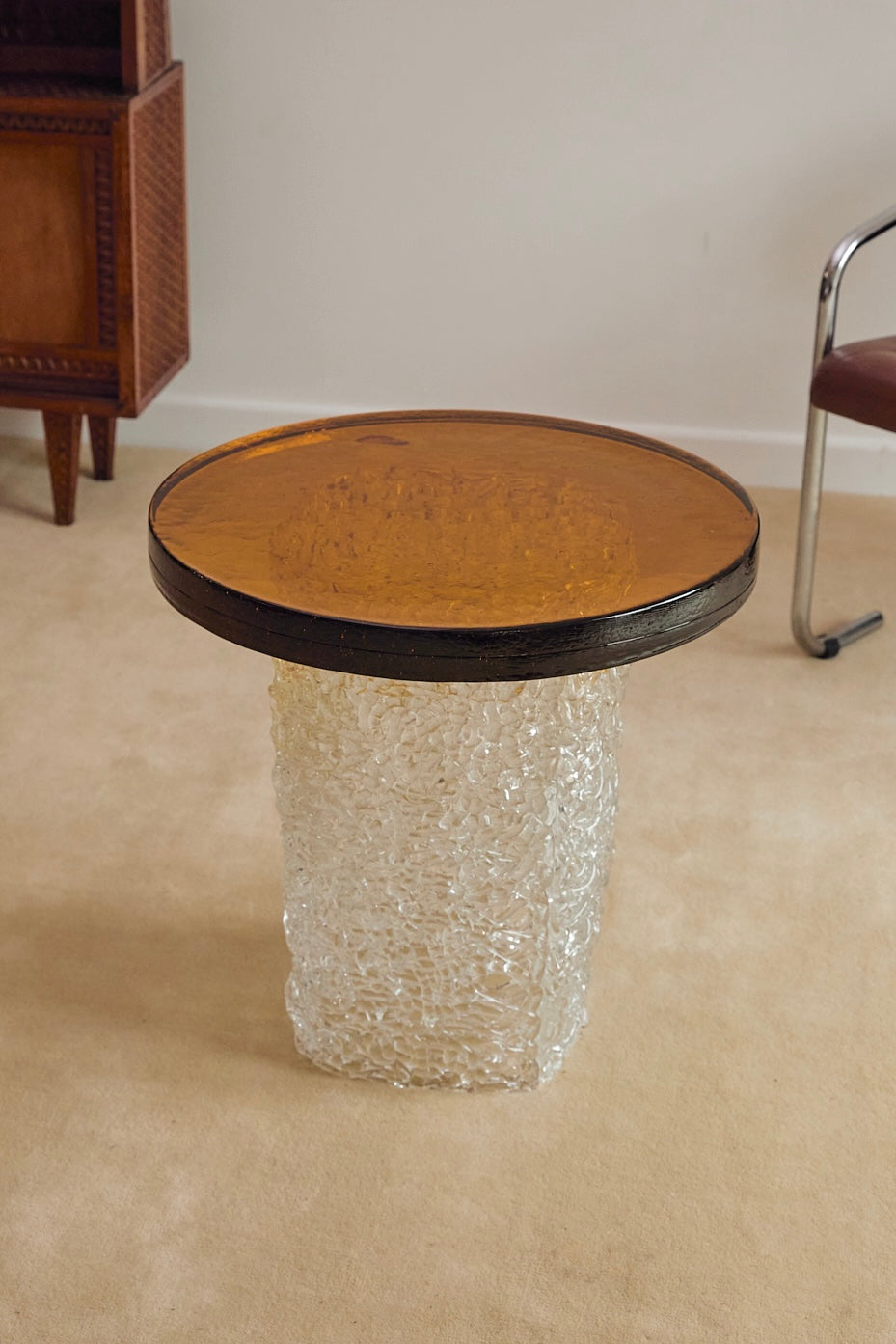 Thick Murano Glass Accent Table