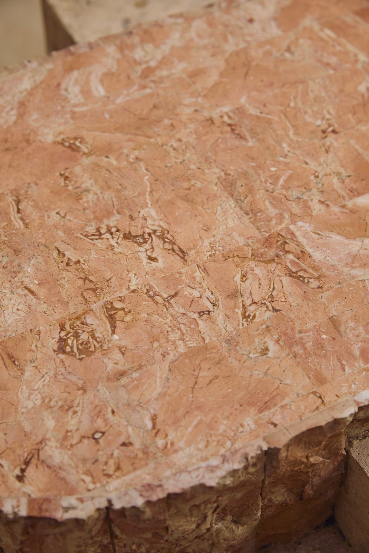 Sculptural Two-Tier Faux Travertine Coffee Table