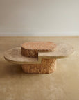 Sculptural Two-Tier Faux Travertine Coffee Table