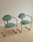 Aqua Velvet Postmodern Cantilever Armchairs (Sold Individually)