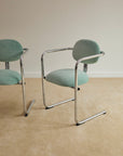 Aqua Velvet Postmodern Cantilever Armchairs (Sold Individually)