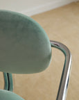 Aqua Velvet Postmodern Cantilever Armchairs (Sold Individually)