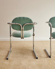 Aqua Velvet Postmodern Cantilever Armchairs (Sold Individually)