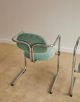 Aqua Velvet Postmodern Cantilever Armchairs (Sold Individually)