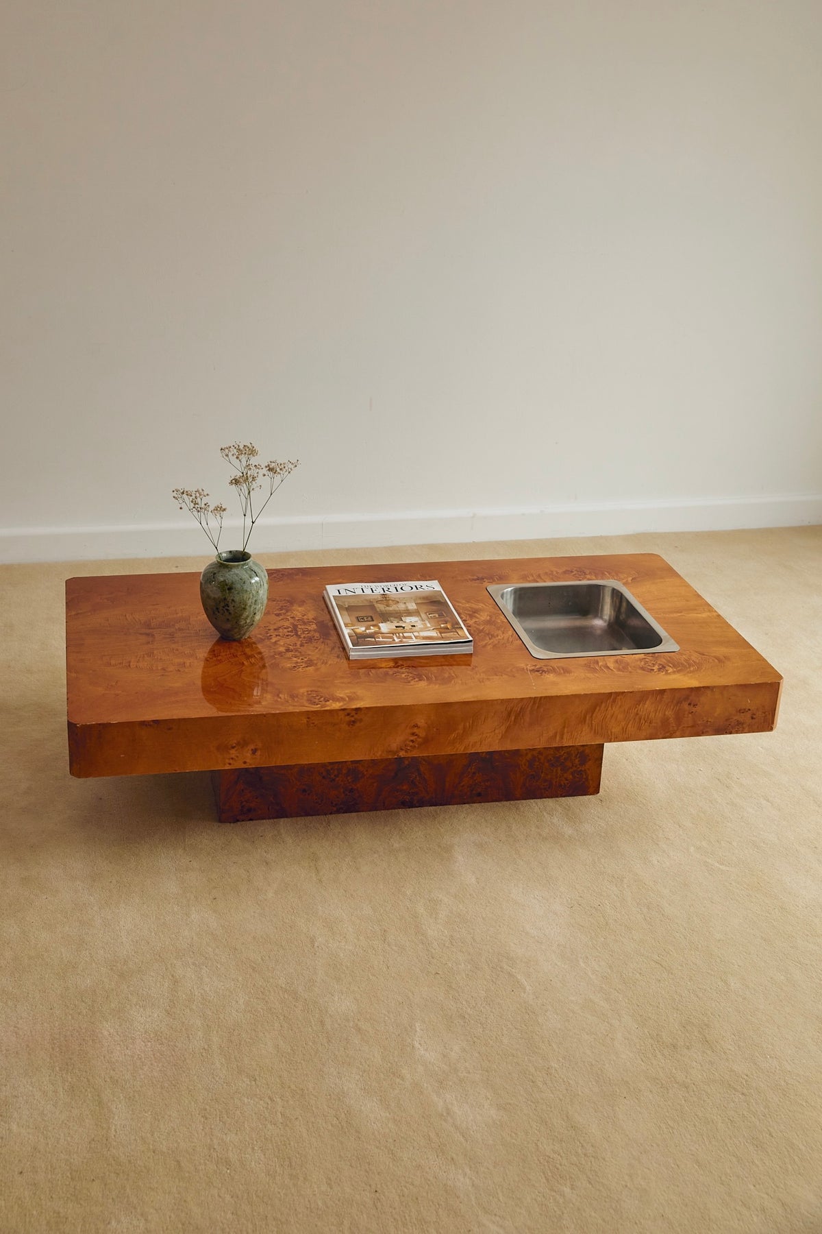 Vintage Elm Burl Coffee Table In the Manner of Willy Rizzo