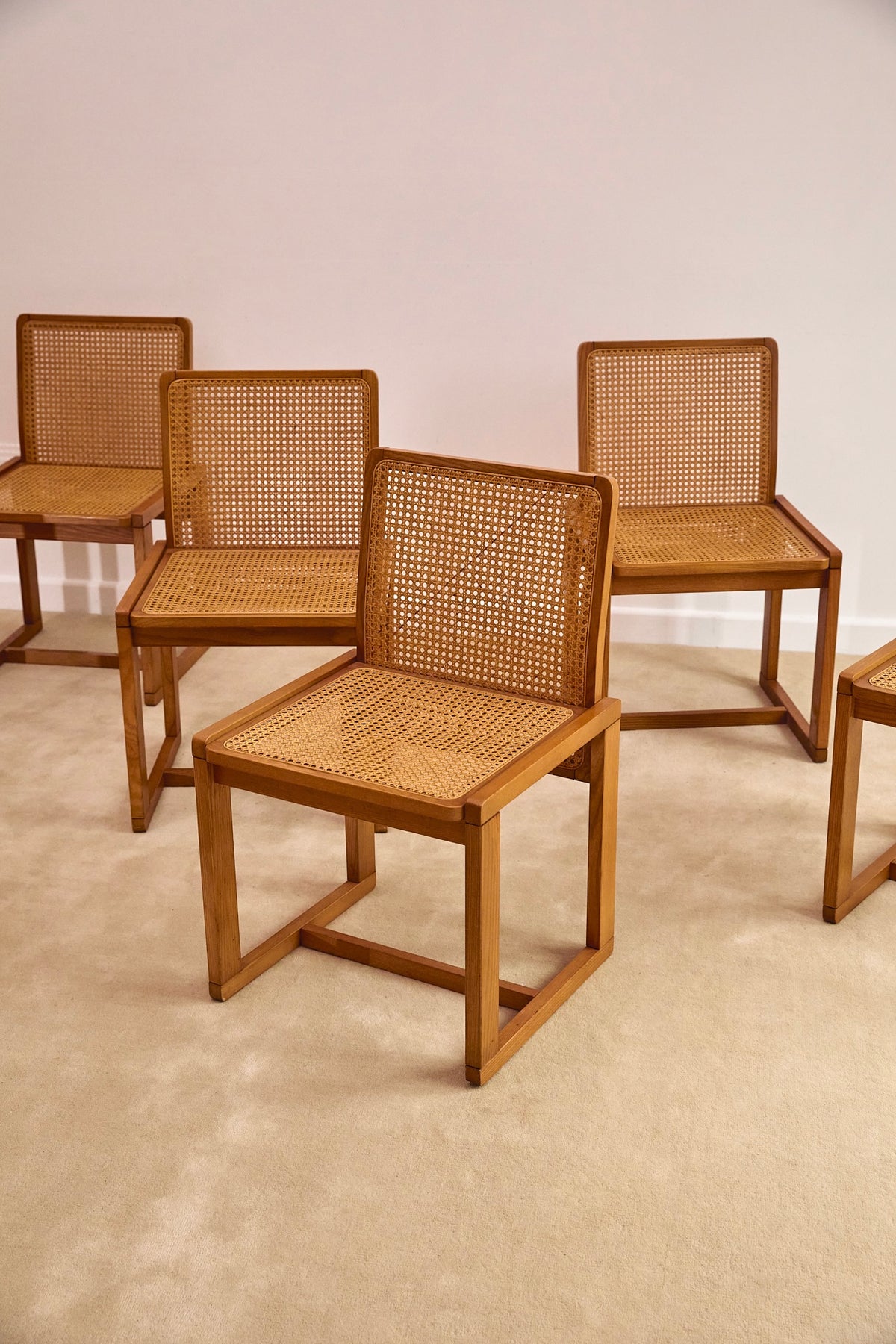 Vintage Italian Cane Dining Chairs set of x6