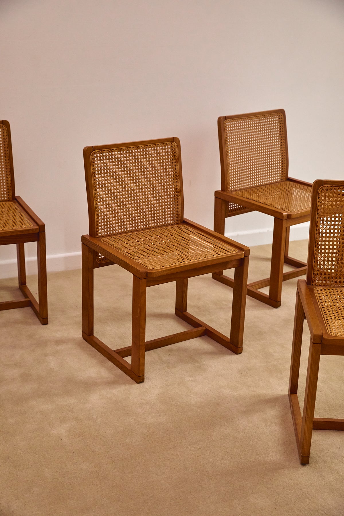 Vintage Italian Cane Dining Chairs set of x6