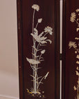 Vintage Chinoiserie Mahogany Room Divider Screen with Mother-of-Pearl Inlay
