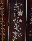 Vintage Chinoiserie Mahogany Room Divider Screen with Mother-of-Pearl Inlay