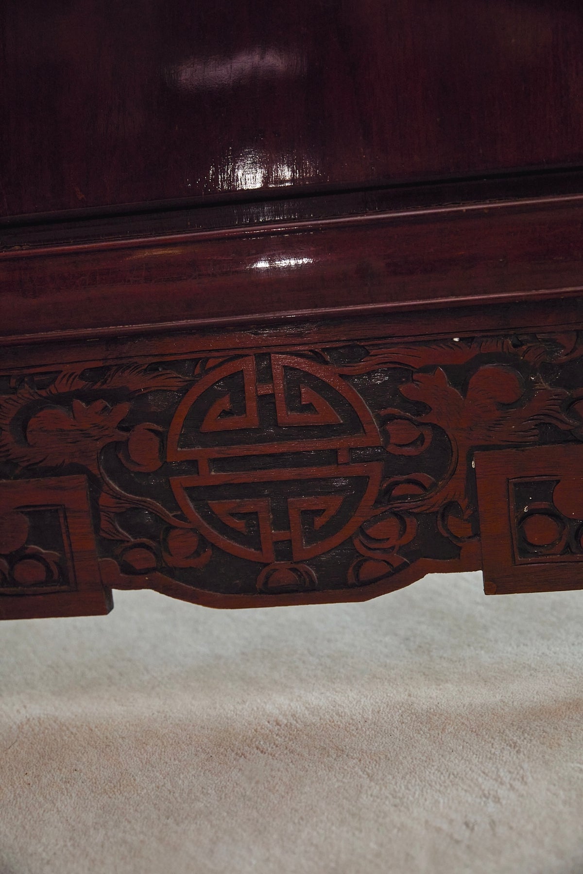 Vintage Chinoiserie Mahogany Room Divider Screen with Mother-of-Pearl Inlay