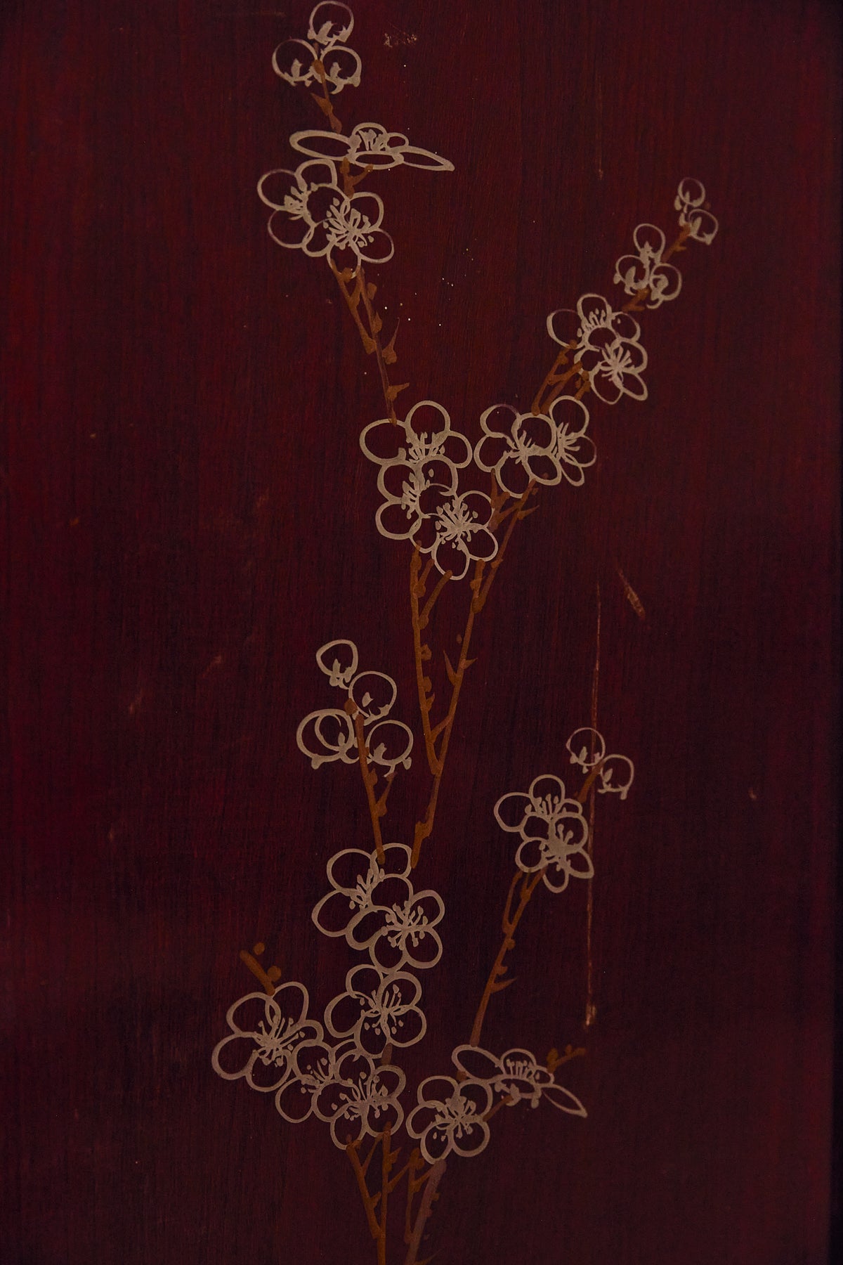 Vintage Chinoiserie Mahogany Room Divider Screen with Mother-of-Pearl Inlay