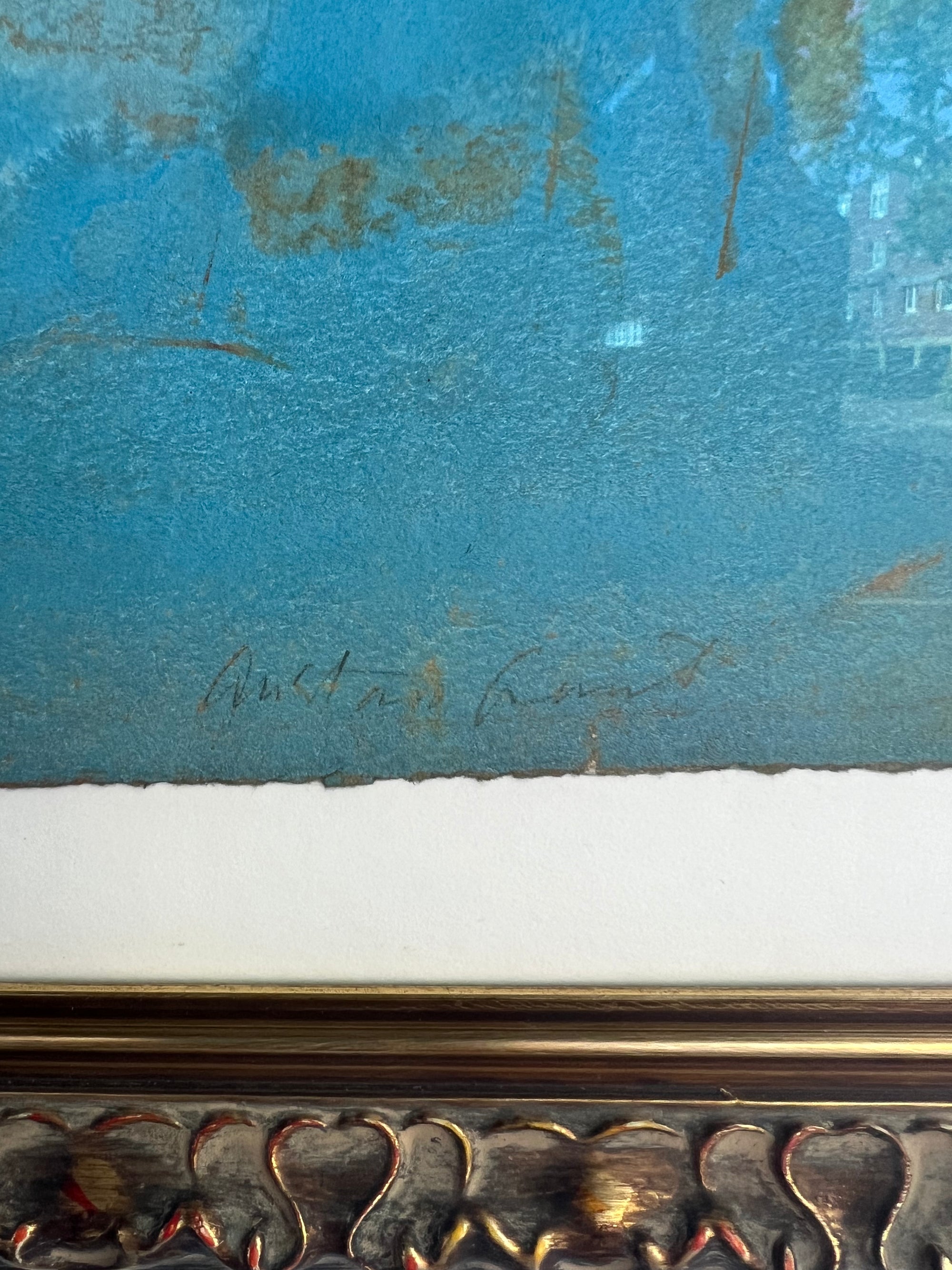 “Blue Collage” painting by A. Grant
