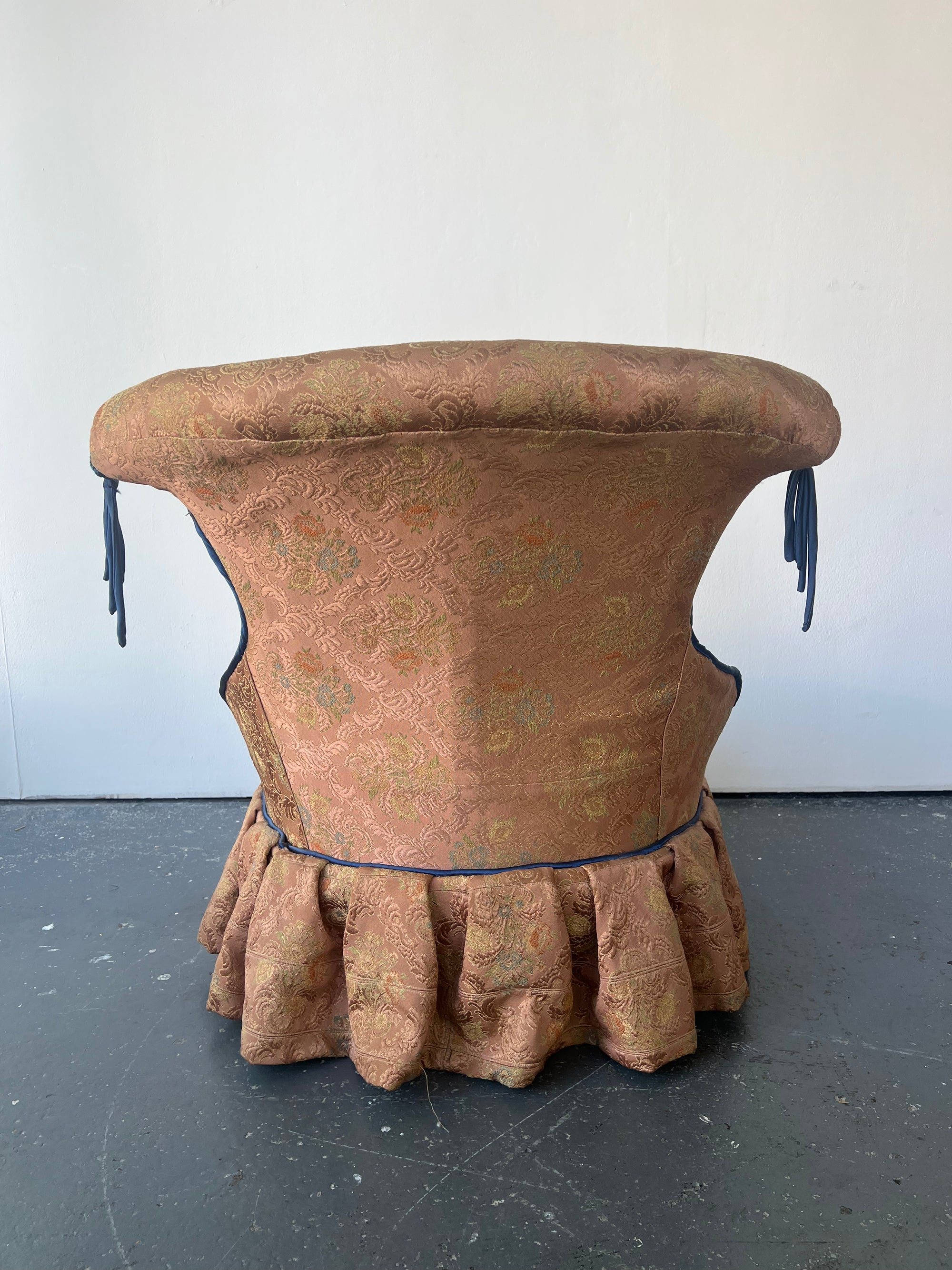 Pink Chinoiserie and Blue Tassle Slipper Chair