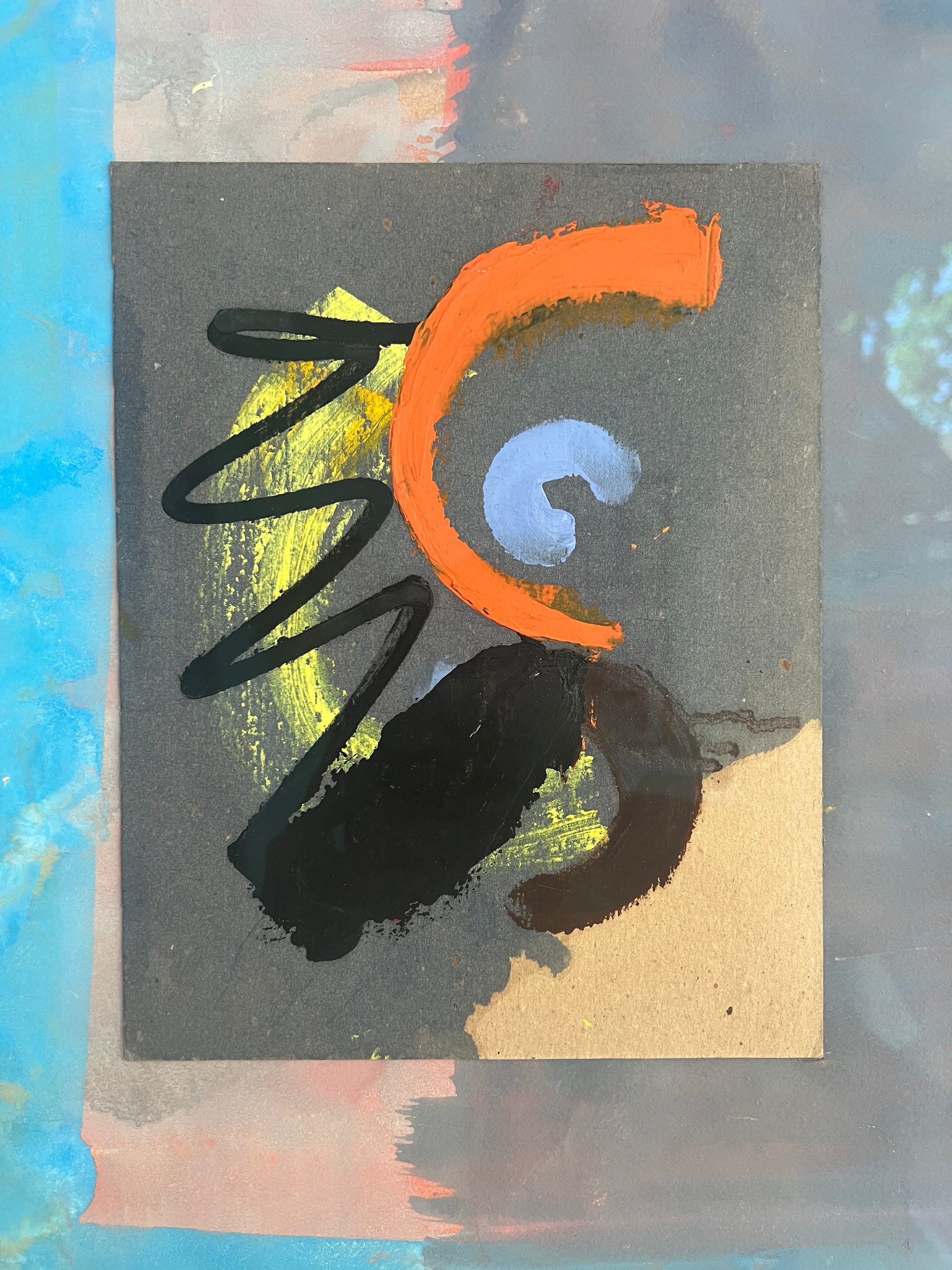 “Blue Collage” painting by A. Grant