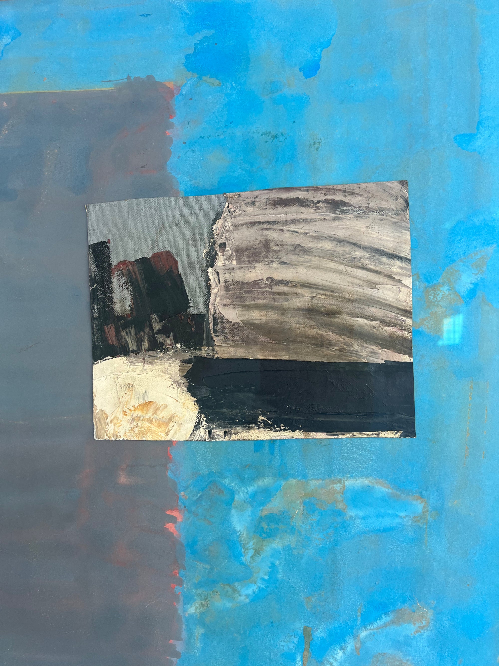 “Blue Collage” painting by A. Grant